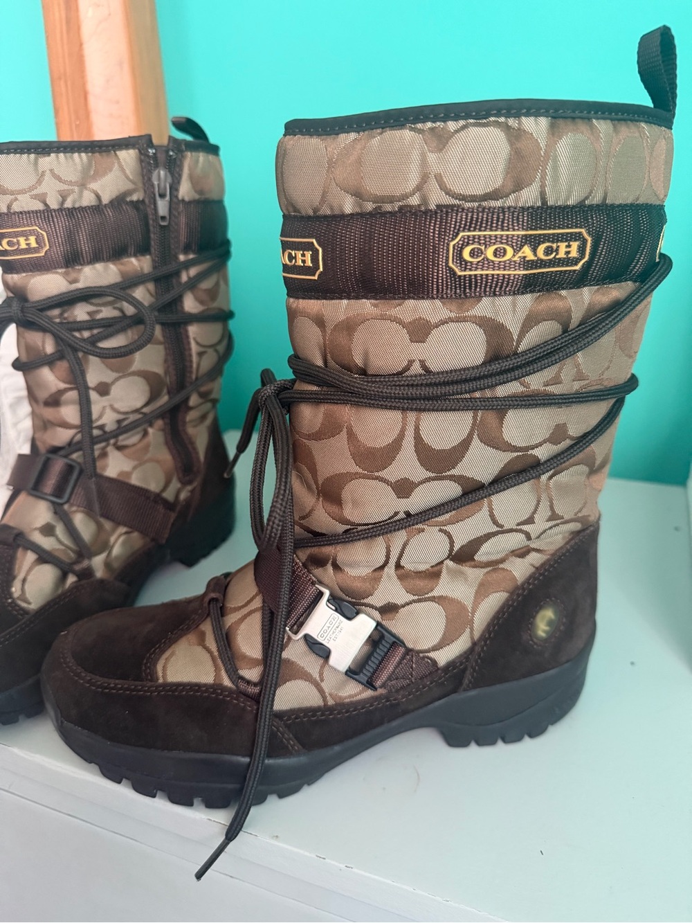 Coach Brown Quilted Interior Ankle Boots